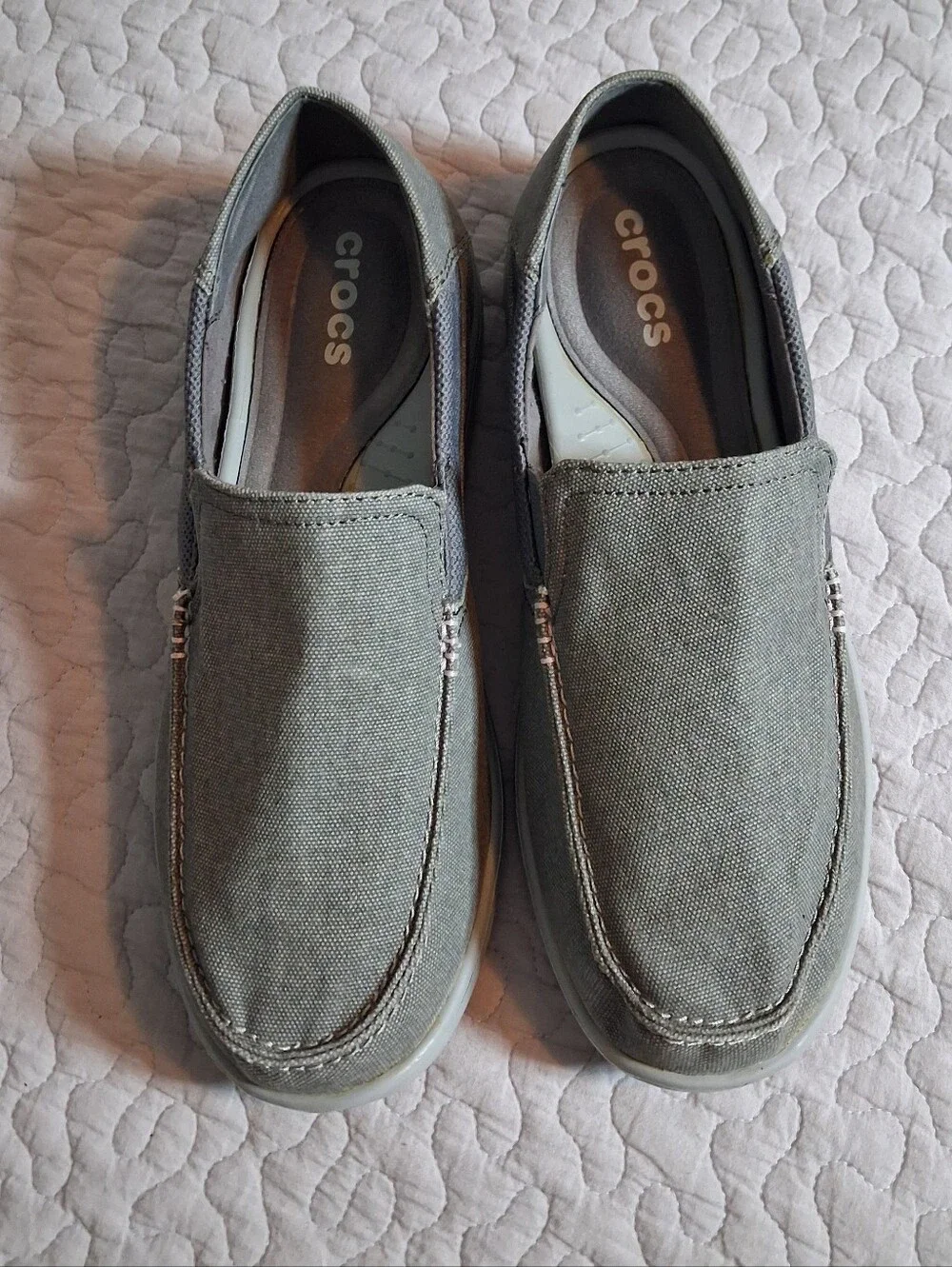 Crocs Santa Cruz Men’s Size 11 E Loafer Gray Slip On Shoes Comfy Casual Boat